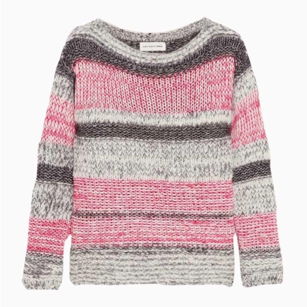 Gorgeous Isabel Marant Etoile Boat Neck Striped Wool Chunky Knit Sweater 42 S M